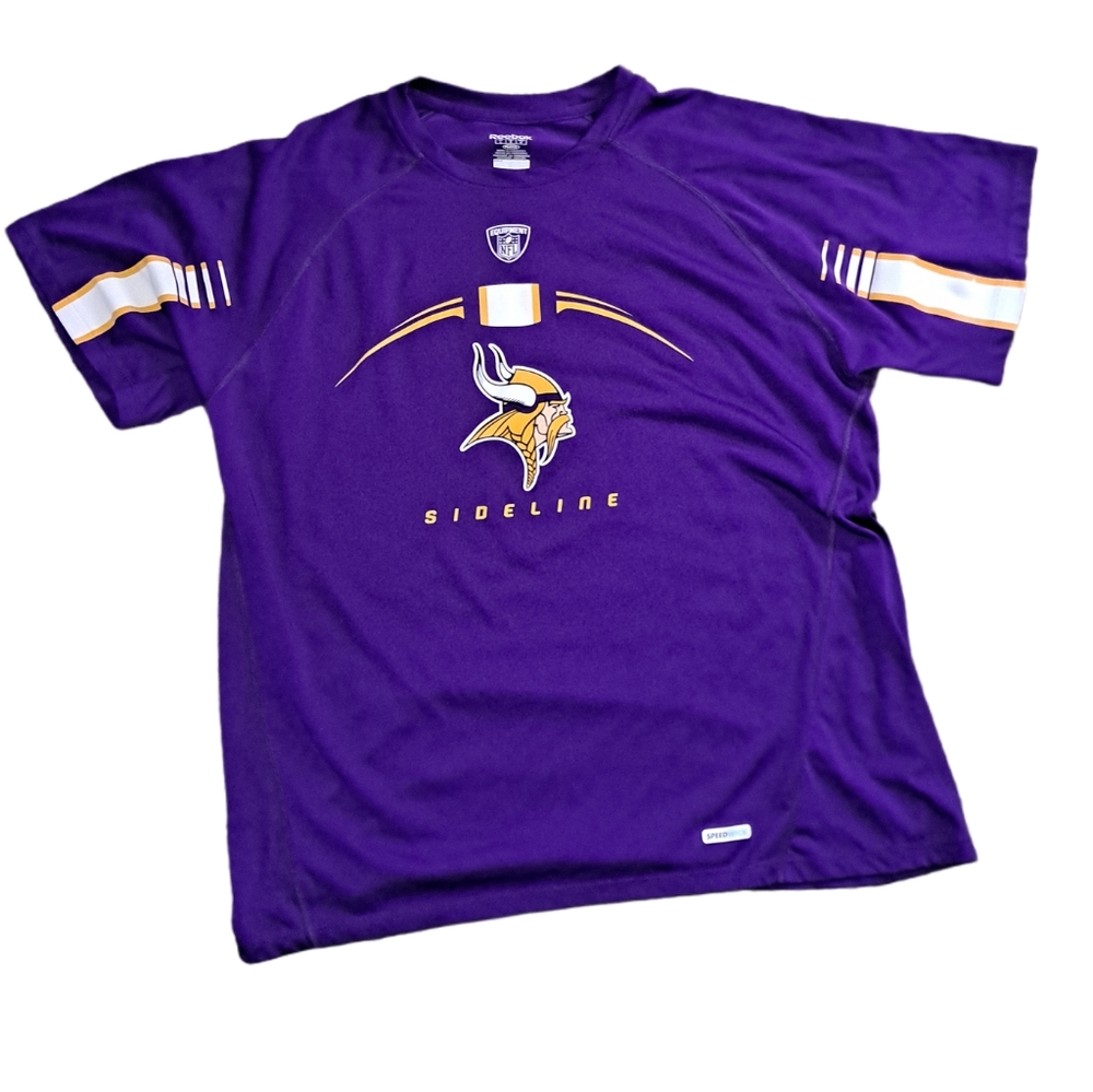 Reebok NFL Minnesota Vikings purple and gold short sleeve crew neck t-sh…